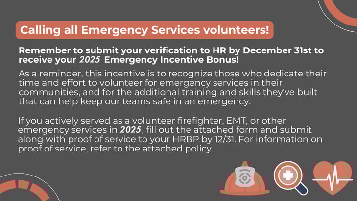 Emergency Personnel Incentive Reminder 2025
